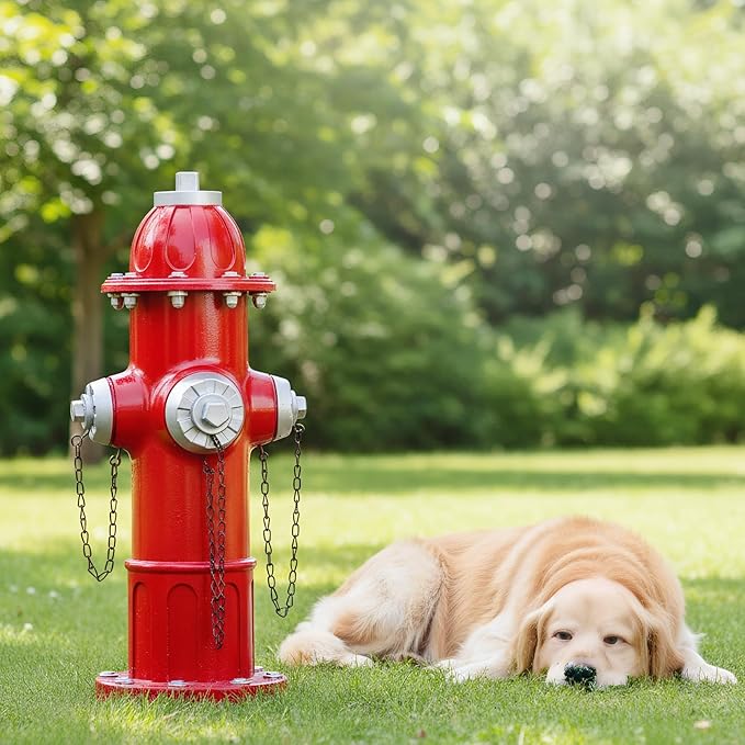 Realistic Resin Fire Hydrant Statue for Potty Training Dogs - Dog Fire Hydrant Pee Post, Weather-Resistant Garden Decor,Outdoor Garden & Lawn Ornament (Suitable for Any Size Dogs;21In)