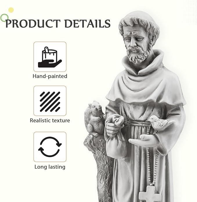 YOLENY St Francis Garden Statue Outdoor, 30.7" H Saint Francis of Assisi Statue Outside Religious Sculpture for Patio Decor