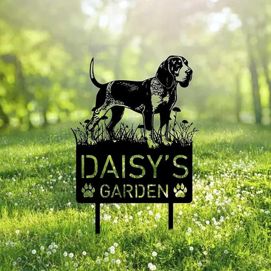 Custom Bluetick Coonhound Dog Metal Memorial Garden Stake Personalized Pet Grave Marker Name Sign Remembrance Stake Decor Sympathy Dog Loss,Outdoor Statues for Yard Garden Lawn Patio Pathway Grave.