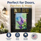 Caroline's Treasures New Hampshire Purple Lilac in Watercolor House Flag Large Porch Sleeve Pole Decorative Outside Yard Banner Artwork Wall Hanging, Polyester, House Size, Multicolor