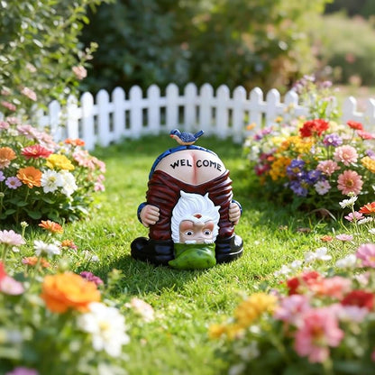Garden Gnome Statue, Garden Decor,Gnomes Decorations for Yard, Funny Bird Welcome Figurines for Outdoor Patio, Lawn, Yard Art Decoration