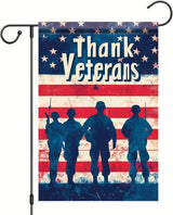 Spring Summer Garden Flag 12x18 Inch Thank Veterans Patriotic American Outdoor Military Silhouette Tribute Design Outdoor Yard Porch Lawn for Seasonal Americana Home Decor