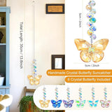 6pcs Crystal Butterfly Suncatchers Hanging Ornaments, Rainbow Maker Sun Catchers Indoor Window Outdoor Patio Garden Decor Gifts (Butterfly)