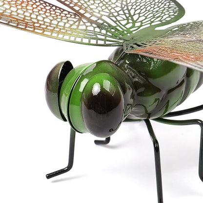 PROW® Metal Insect Ornament Hanging Colorful Dragonfly, Indoor Outdoor Metal Garden Statue Ornament, Spring Ornament for Gardening Enthusiasts
