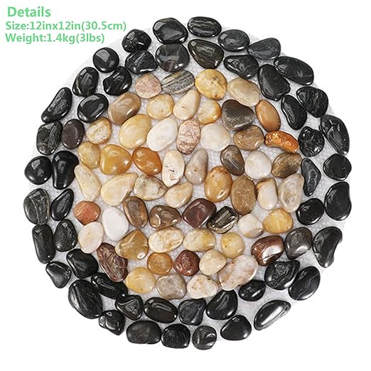 Garden Stepping Stones Outdoor,Pebble Stepping Stones for Garden Walkway,Decoration Polished River Rock for Yard, Pathway,Landscaping, 12 inch Round Decorative Stone Sheet Set 6pcs