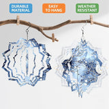 8 Inch Sublimation Wind Spinner, 3D Aluminum Metal Wind Spinner with Hook, Indoor Yard Garden Hanging Decoration, Weather Resistant Rotating Spiral Ornament, Winter Birds on Branches