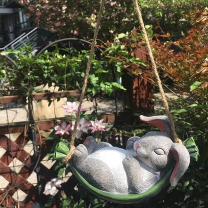 Collectible Figurines Modern Statues Resin Figurine Gray Rabbit Garden Animal Statue Sculpture for Outdoor Yard Tree Art Decor Creative Sculptures A Meaningful Gift