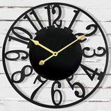 Large Outdoor Clock Silent Battery Operated, 16 Inch Metal Decorative Clock for Patio, Pool Area, Garden, Deck, Modern Black Farmhouse Wall Clock for Kitchen, Living Room, Bathroom