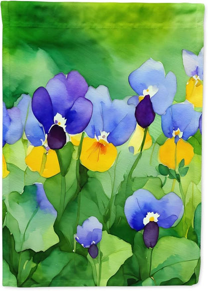 Caroline's Treasures Illinois Violet in Watercolor House Flag Large Porch Sleeve Pole Decorative Outside Yard Banner Artwork Wall Hanging, Polyester, House Size, Multicolor