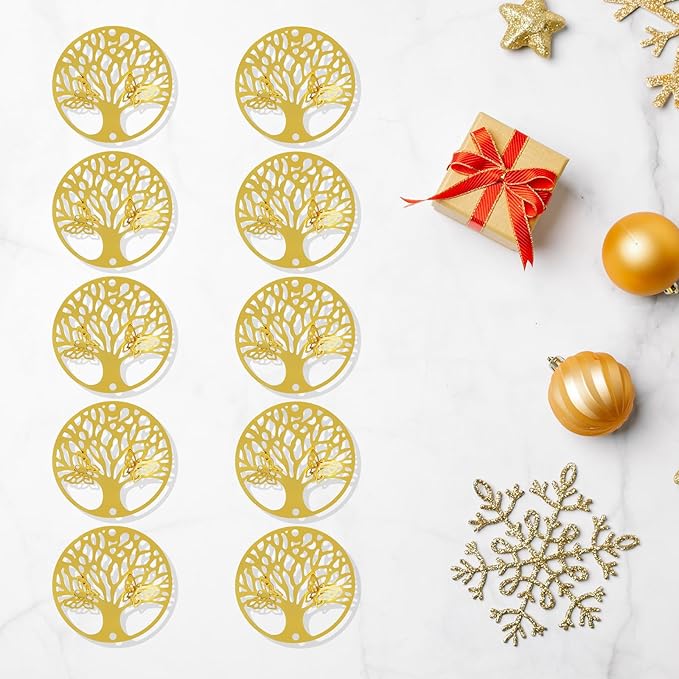10pcs Gold Tree of Life Hanging Suncatcher Parts Window Pendant DIY Metal Ornament DIY Hand-Crafts Gifts