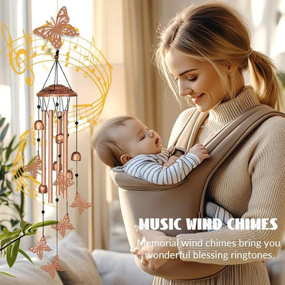 INFUNLY 7PCS Butterflies Wind Chimes for Outside 5.5"×5.4" Butterfly Metal Windchime Aluminum Tube Wind Chime with Little Bell Tubes Memorial Wind Bell for Yard Garden Decor Housewarming Birthday Gift