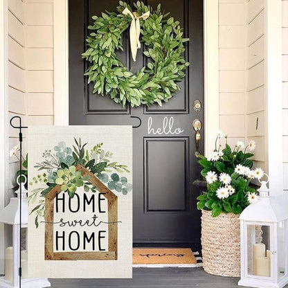 AACORS Eucalyptus Garden Flag 12×18 Inchl Floral Home Sweet Home Decorative Double Sided Holiday Farmhouse Seasonal Outside Decor for Yard AG031