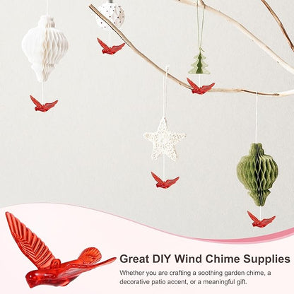 M METERXITY 12-Pack Wind Chime Pendants, 4.3cm Acrylic Peace Dove Shape DIY Wind Chime Parts Supplies for Craft Projects/Custom Home Garden Outdoor Hanging Decorations [Red]