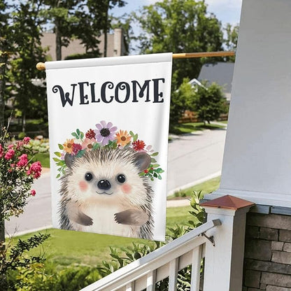 Hedgehog Painting Garden Flags 12×18 Inch Double Sided Decorative Yard Banner Seasonal Flag for Outdoor Outside Decor