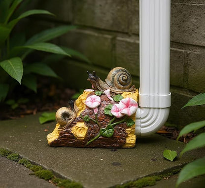 Elenon Snail Decorative Gutter Downspout Extension Statue, Gutter Guardian Rain Downspout Extender, Garden Splash Block Outdoor Sculpture for 3" × 4" Down Spouts Decor