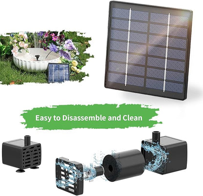 AISITIN Solar Water Pump for Outdoor Features, 2026 Upgraded DIY Fountain Kit With 6 Nozzles, 9.8ft Power Cord, for Bird Bath, Ponds, Garden, Fish Tank Solar Powered Water Fountain Pump