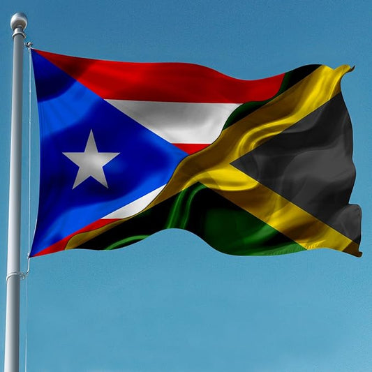 Puerto Rican Puerto Rico And Jamaica Jamaican Flag 3x5 Ft Double-Sided Printed Indoor/Outdoor Flag Polyester Fabric Decorative Banner With 2 Brass Grommets 3x5 Foot National Flags For Outside