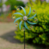 Stargarden 2Pack Wind Spinner, Metal Outdoor Wind Sculptures & Spinners, Small Garden Pinwheels for Yard and Garden Decor(Green)