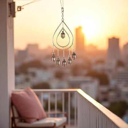 Metal Wind Chimes for Outside – Deep Tone Garden Decor – Rustic Finish Bronze Yard Decorations Outdoor – 14 Inch Hanging Windchime for Porch Patio Balcony – Gold Chimes with 6 Decorative Bells