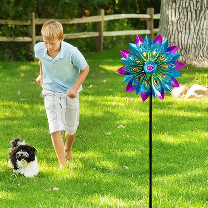 Metal Wind Spinner,13” Wind Spinners Outdoor,Peacock Windmill with Stake,Kinetic Wind Spinners for Yard and Garden,Multi-Color Pinwheels Yard Wind Sculptures,Waterproof Spinner for Patio Lawn