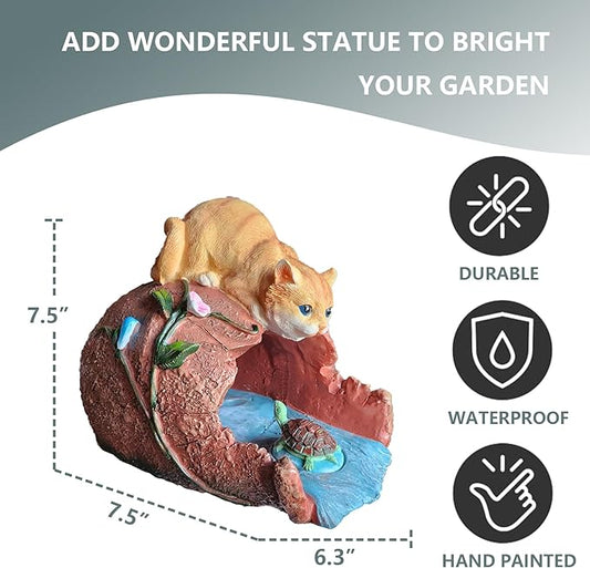 Elenon Cat Decorative Gutter Downspout Extension Statue, Kitten Gutter Guardian Rain Downspout Extender, Garden Splash Block Outdoor Sculpture for 3" × 4" Down Spouts Decor