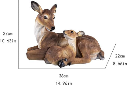 14.9 Inch Mother and Fawn Deer Statue & Deer Decoy - Outdoor Garden Lawn Decoration — Suitable for Yard/Patio/Christmas Decor, Ideal Gift for Female Garden Enthusiasts