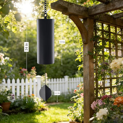 Wind Chimes for Outside Deep Tone, Deep Resonance Serenity Bell Wind Chimes,Metal Windbell, Weather Resistant Modern Wind Chimes for Patio Garden Porch, Black
