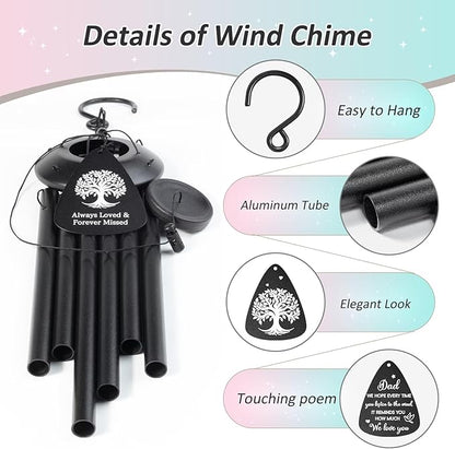 Gifts for Dad, 25''Wind Chimes Black, Dad Birthday Gifts from Daughter Son, Father's Day, Thanksgiving, for Dads，Father Gift Ideas for Dads Birthday Decorations