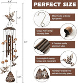 Hummingbird Wind Chimes for Outside, Brass Metal Wind Chimes Outdoors,Hummingbirds Gifts for Women/Men, Garden/Yard Decor, Memorial/Birthday Gifts for Grandma/Mom, Durable Chimes for Outdoors