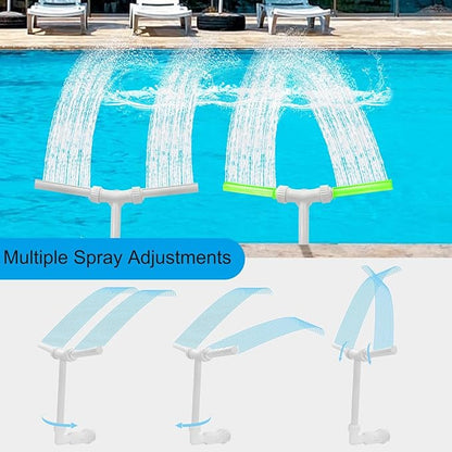 2-Pack Pool Fountain - Dual Spray Water Fountains for Above and In-Ground Pools, Adjustable Fluorescent Dual Spray Waterfall Sprinkler Cooler for Pool, High-Pressure Pool Spray Fountain.
