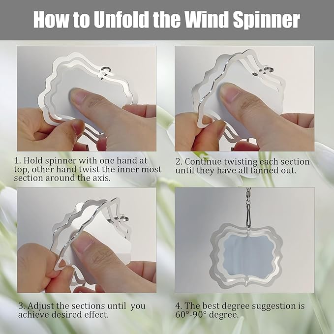 12 Pack 3inch Sublimation Wind Spinner Blanks 3D Aluminum Metal Wind Sculpture Kinetic Spinners for Yard and Garden Indoor Art Sublimation Christmas Ornament Hanging Decoration (Photo Frame)