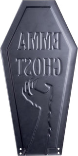 3-D Metal Halloween Ghost Cemetery XL 17" Tombstone w Stakes -EMMA GHOST- Durable, Rustproof, UV Raised Printing-Upgrade Your Haunted House Mansion w Cemetary Lawn Decor-No More Flimsy Foam Graveyards