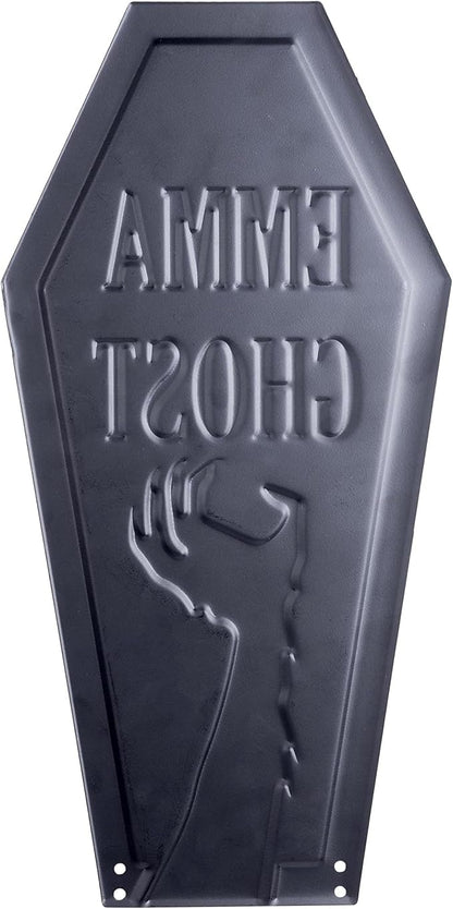 3-D Metal Halloween Ghost Cemetery XL 17" Tombstone w Stakes -EMMA GHOST- Durable, Rustproof, UV Raised Printing-Upgrade Your Haunted House Mansion w Cemetary Lawn Decor-No More Flimsy Foam Graveyards