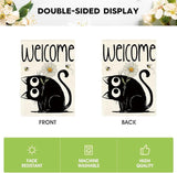 AVOIN colorlife Black Cat Spring Summer Garden Flag 12x18 Inch Double Sided Outside, Seasonal Daisy Welcome Yard Outdoor Flag