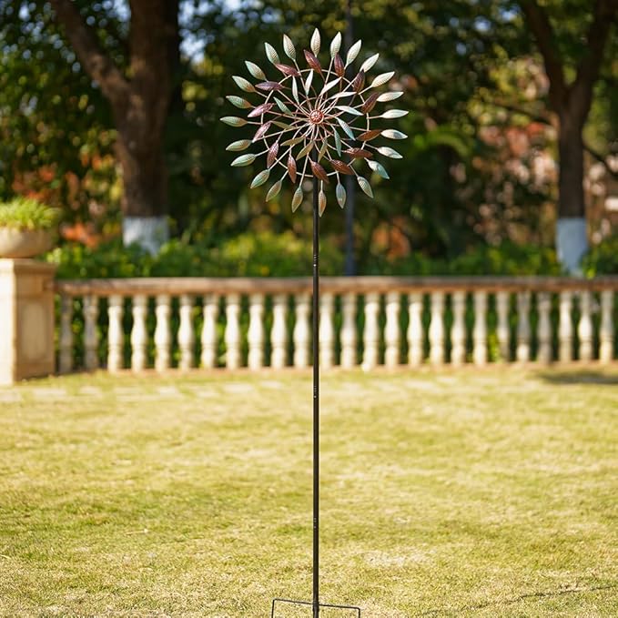 VEWOGARDEN Large Wind Spinners Outdoor Metal 3 Tier Wind Sculptures & Spinners Ornament Art for Garden, Patio, and Lawn Decoration