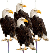 Fake Owls to Keep Squirrels Away from Outdoor 4PCS Flat Garden Owl Plastic Owl to Scare Pigeon Woodpecker for Balcony House Hanging Hawk with Reflective Tape for Outside Patio Yard Front Porch