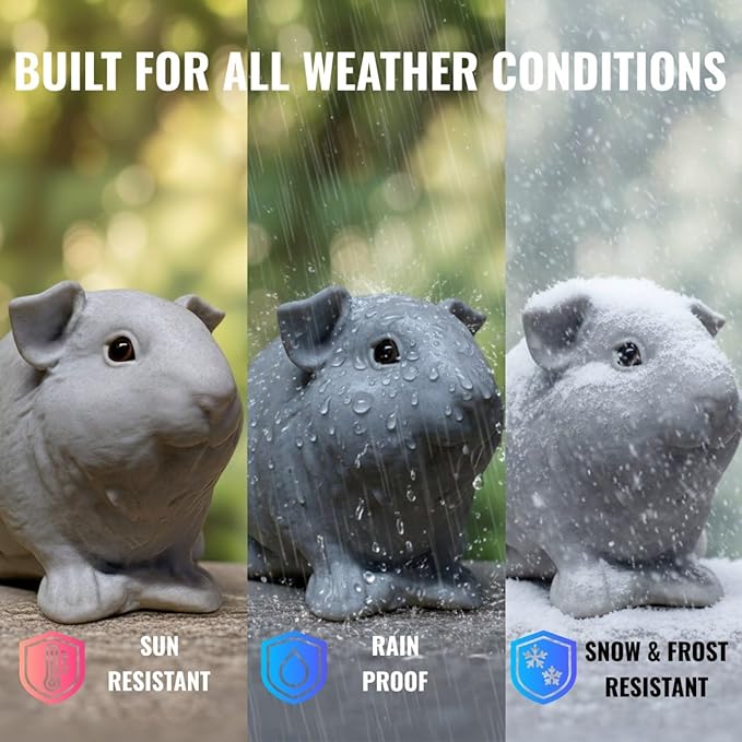 OLOMA Decorative Guinea Pig Lawn Ornament Heavy Stone Concrete Sculpture with Protective Resin Coating Long Lasting Outdoor Indoor Garden Accent for Entryway Porch Patio Display