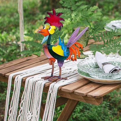 Garden Rooster Statues, Outdoor Animal Sculpture,Small Garden Rooster Decoration, Metal Rooster Statues, Lawn Ornaments,Chicken Ornament for Backyard Patio Lawn Decoration, 19 x 8 x 22cm