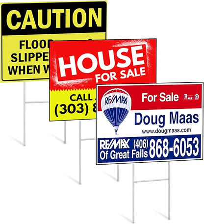 6 Pack Yard Sign Stakes, 17X7.5 INCH H Frames Yard Stakes for Signs for Ground Outdoor, Metal Yard Sign Holder for Corrugated Plastic Sign, Blank Lawn Sign, Estate Garage Sale, Outdoor Decor
