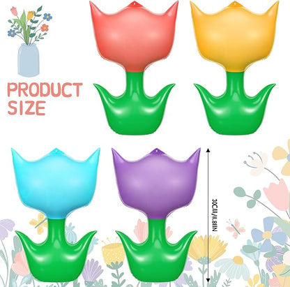 12 Pieces 12 Inch Spring Inflatable Decor Large Tulip Flower Inflatable Hanging Ornaments Easter Spring Yard Decoration Indoor Outdoor Colorful Tulips for Yard Home Birthday Party Decor