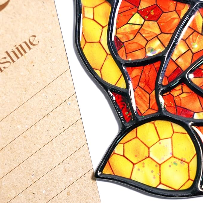 Fox Handmade Resin Suncatchers, Artisan Boho Sun Catcher Stained Glass Effect Window Hanging Garden Decor, Gift for Mother's Day Mom Grandma Wife Women