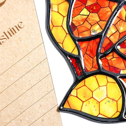 Fox Handmade Resin Suncatchers, Artisan Boho Sun Catcher Stained Glass Effect Window Hanging Garden Decor, Gift for Mother's Day Mom Grandma Wife Women