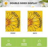 AVOIN colorlife Hello Sunshine Garden Flag 12x18 Inch Double Sided Outside, Summer Spring Floral Daisy Yard Outdoor Flag Yellow