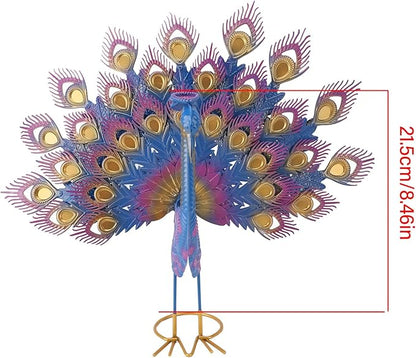 Metal Peacock Statue Garden Decor Iron Art Realistic Tail Spread Peacock Outdoor Sculpture for Lawn Yard Ornament