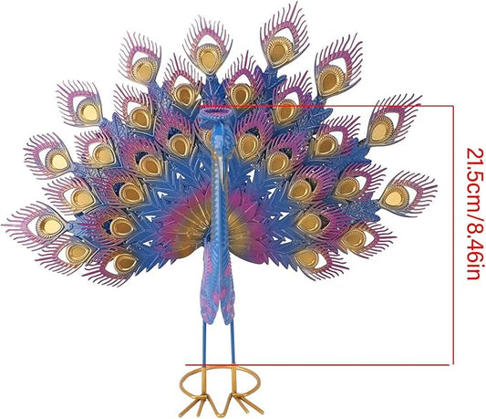 Metal Peacock Statue Garden Decor Iron Art Realistic Tail Spread Peacock Outdoor Sculpture for Lawn Yard Ornament