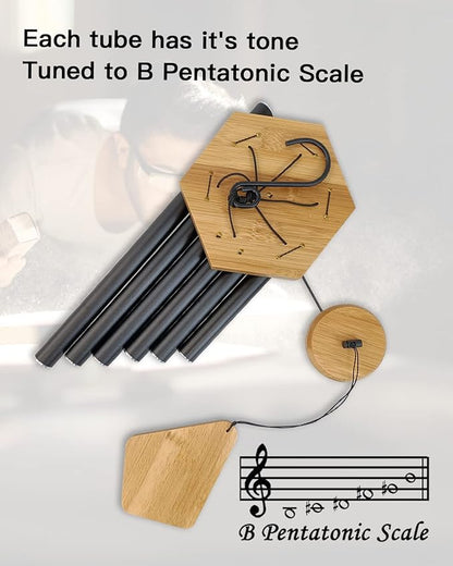 Wind Chimes 30 Inches Deep Tone Memorial Wind Chimes with Hook for Mother's Day/Housewarming/Christmas, Patio, Garden, Yard, Home Decor, Black