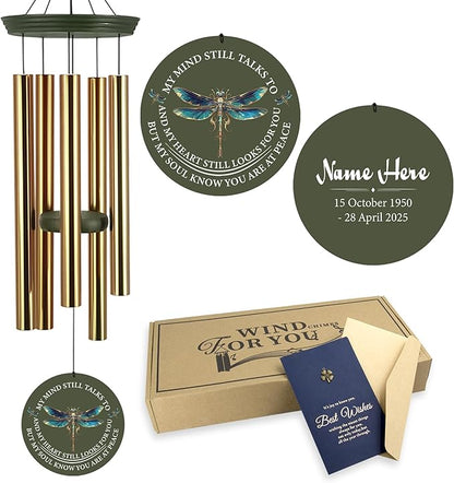 ASTARIN Personalized Wind Chimes, Memorial Wind Chimes, Dragonfly Custom Name Sympathy Gifts Windchime for Loss of Loved One, Condolences 30in/36in Wind Chime for Loss of Loved Ones(Produced in USA)