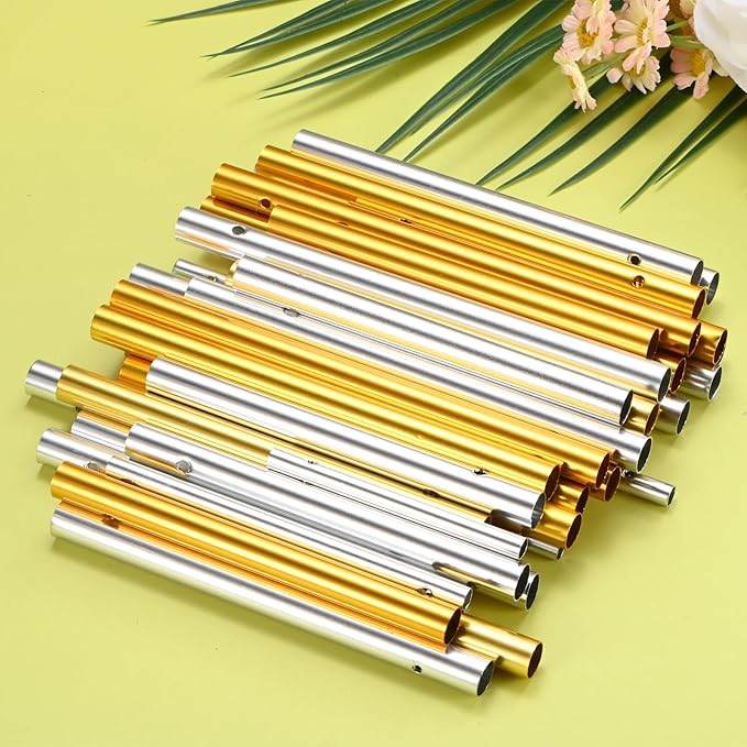 M METERXITY 20-Pack Wind Chime Tubes, Aluminum Wind Chime Empty Tubes, Metal Wind Bell for Adults Arts and Crafts/DIY Home Garden Outdoor Hanging Decorations [1x11cm, Gold]