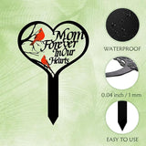 AIM & GGKK Memorial Stake for Mom - Metal Heart Grave Marker with Red Cardinals, Memorial Plaque Cemetery Decor for Grave, Garden Gravesite