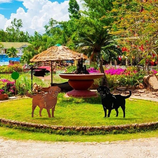Pssopp Garden Metal Dog Stakes, Labrador Silhouette Animal Sculpture for Backyard Garden Decoration ()